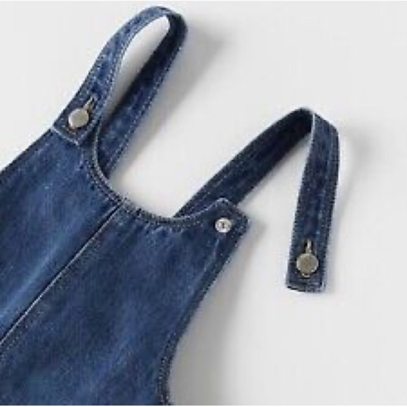 NWT. Zara Girls Blue Snoopy Peanuts Print Denim Overall Dress. Size 12-18. - Picture 5 of 9